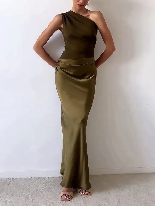 Women's One-Shoulder Cocktail Maxi Dress