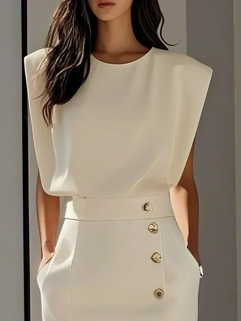 Women's Sleeveless Button-Detail Midi Dress