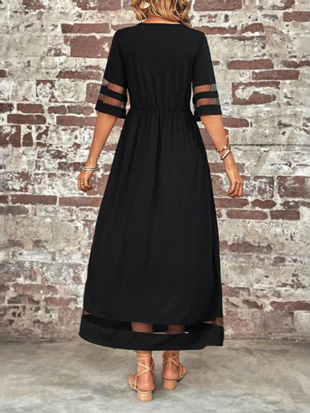 Women's Sheer Panel Cocktail Maxi Dress