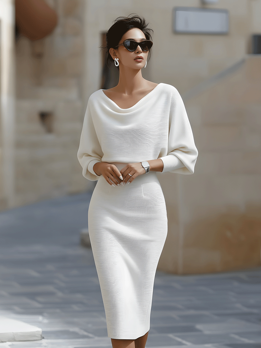 Women's Batwing Sleeve Bodycon Midi Dress