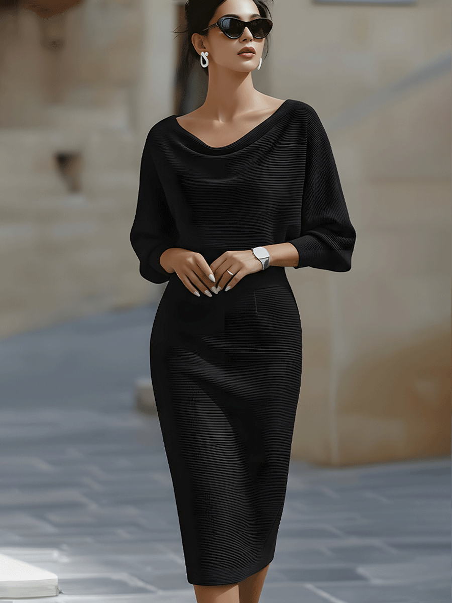 Women's Batwing Sleeve Bodycon Midi Dress