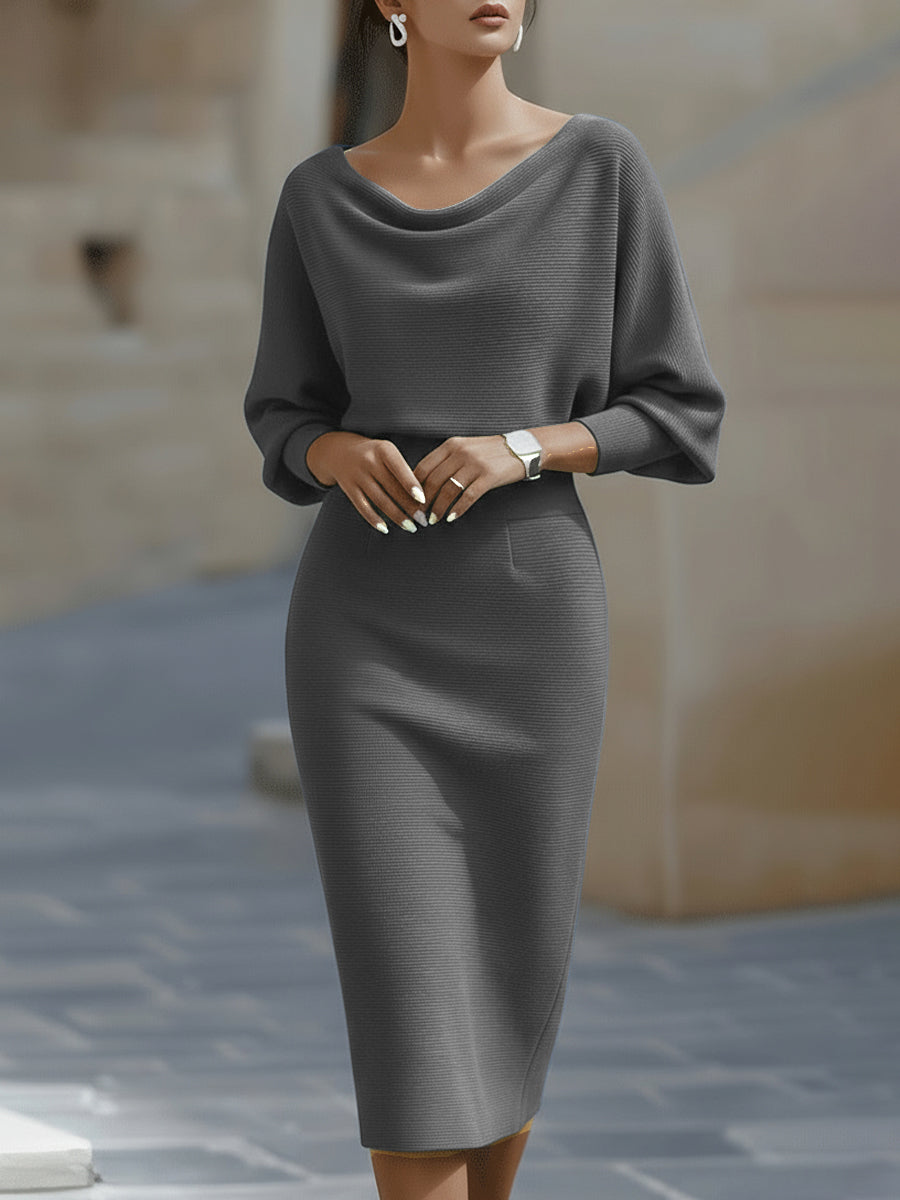 Women's Batwing Sleeve Bodycon Midi Dress