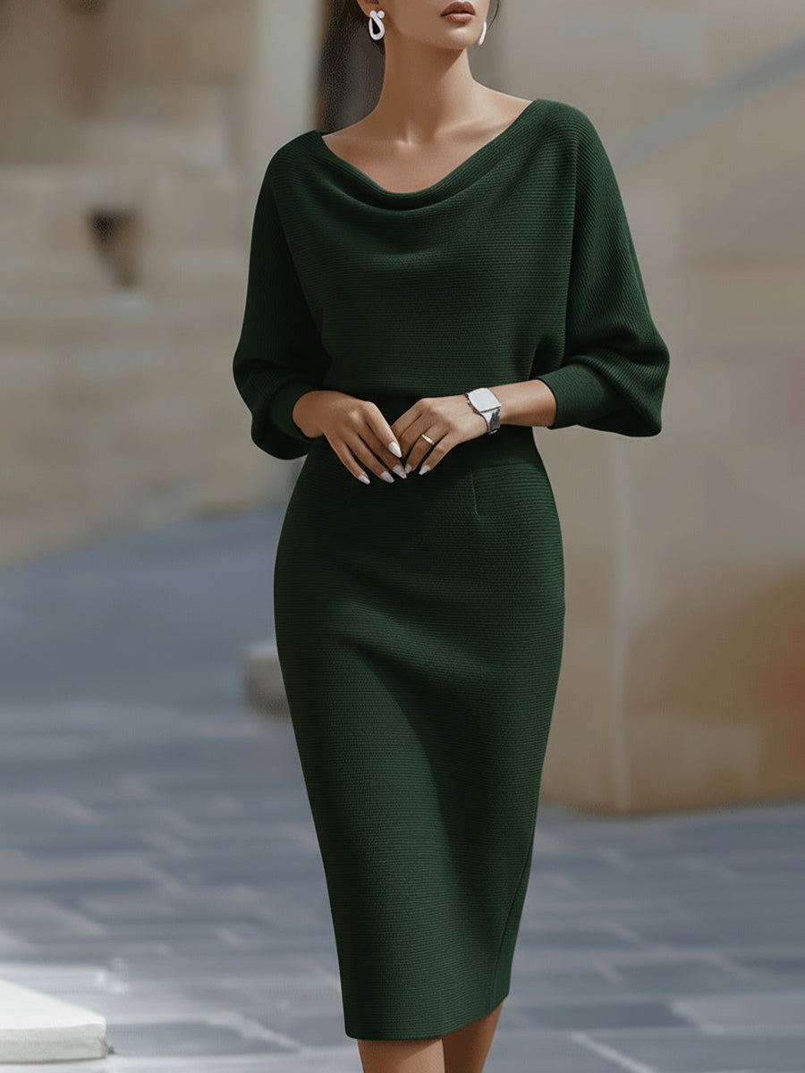 Women's Batwing Sleeve Bodycon Midi Dress