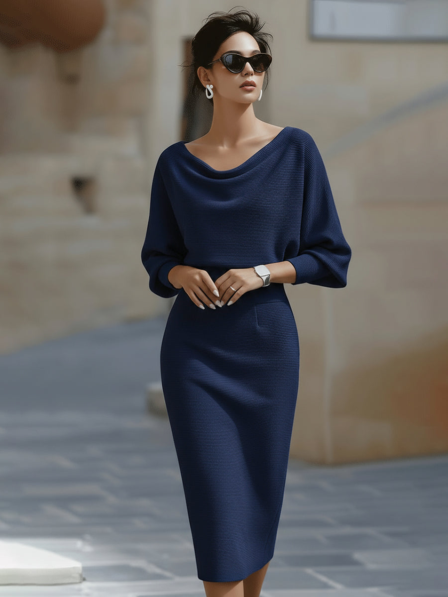 Women's Batwing Sleeve Bodycon Midi Dress