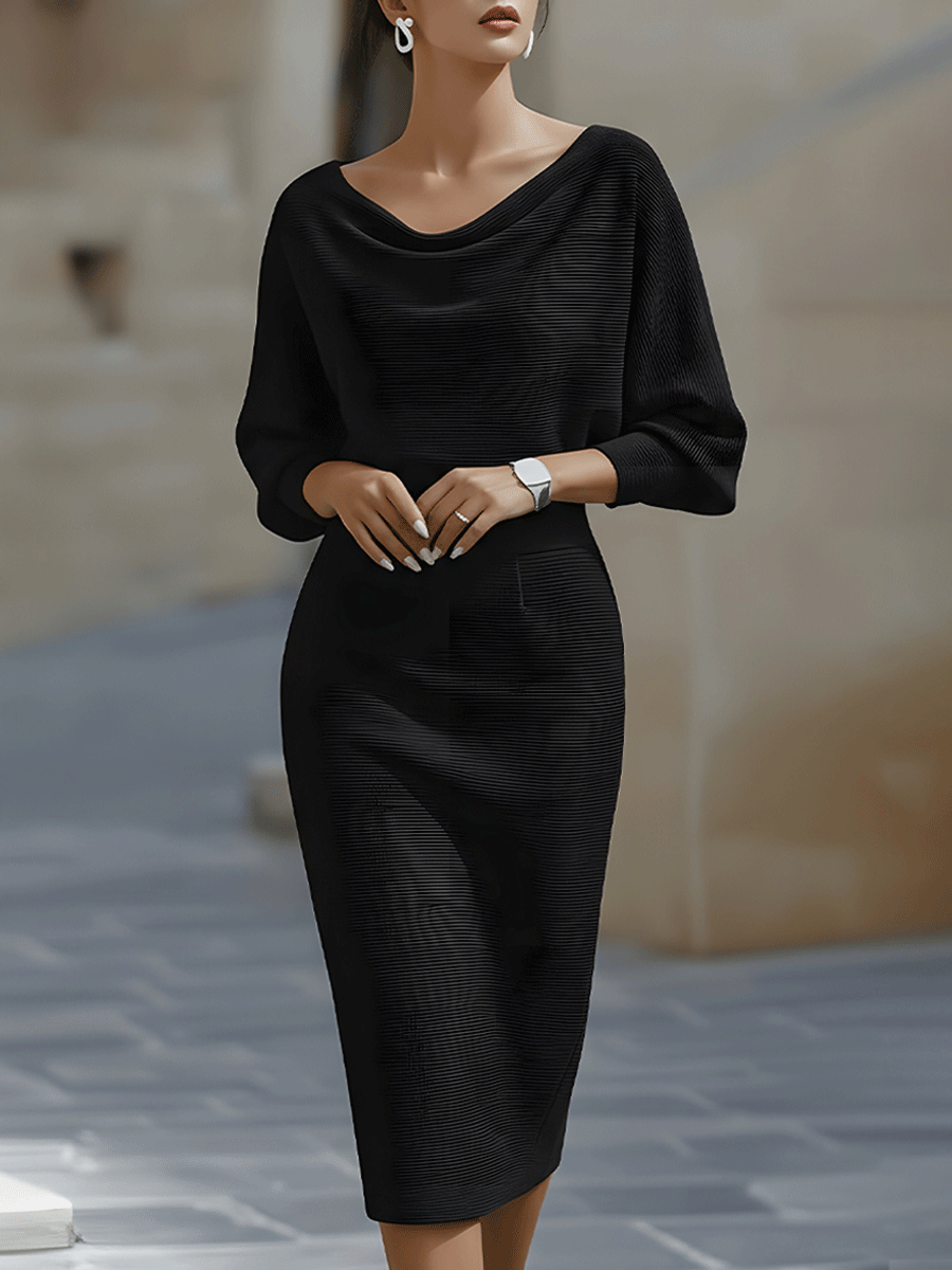 Women's Batwing Sleeve Bodycon Midi Dress