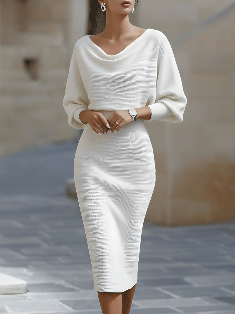 Women's Batwing Sleeve Bodycon Midi Dress