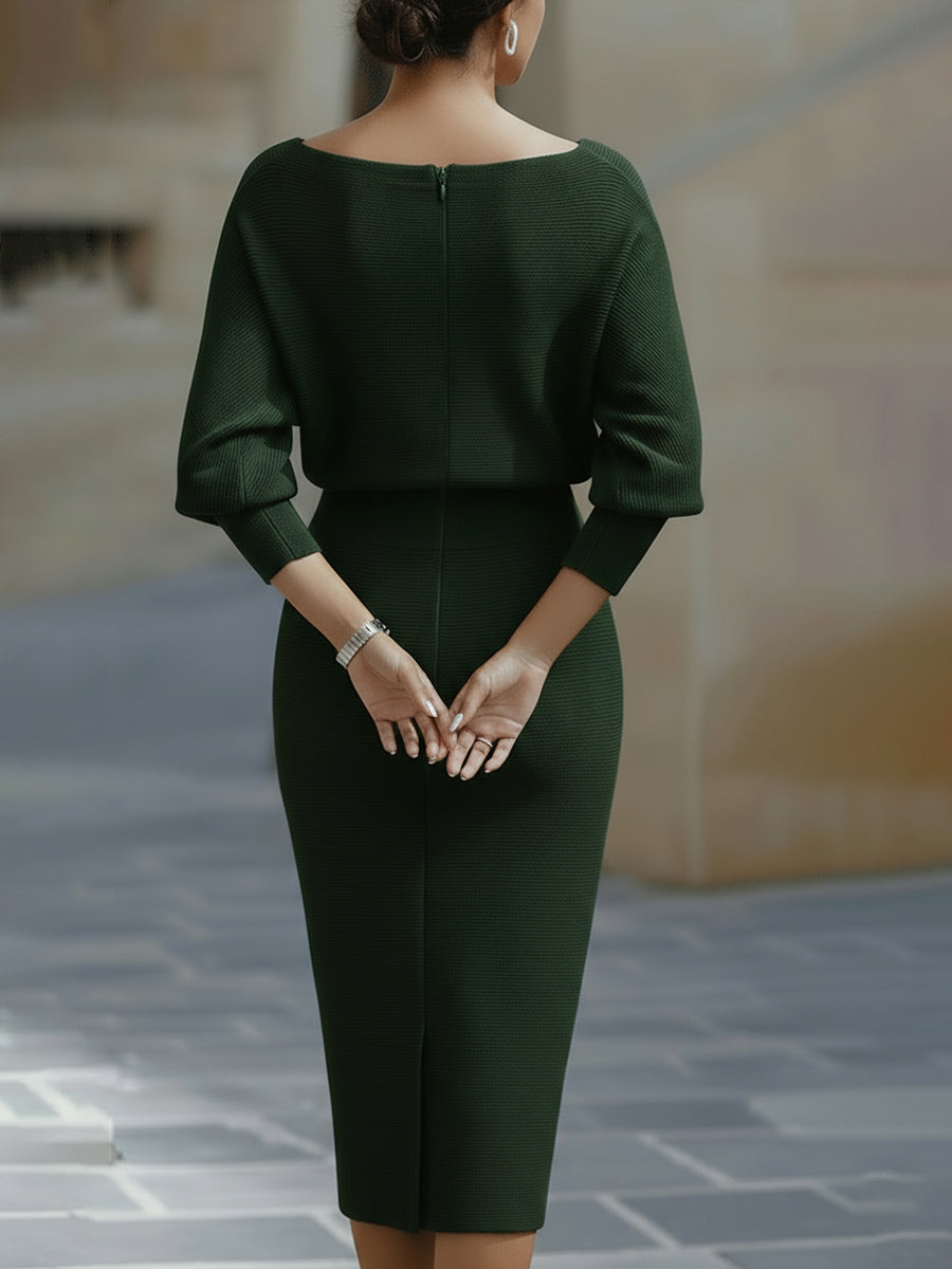 Women's Batwing Sleeve Bodycon Midi Dress