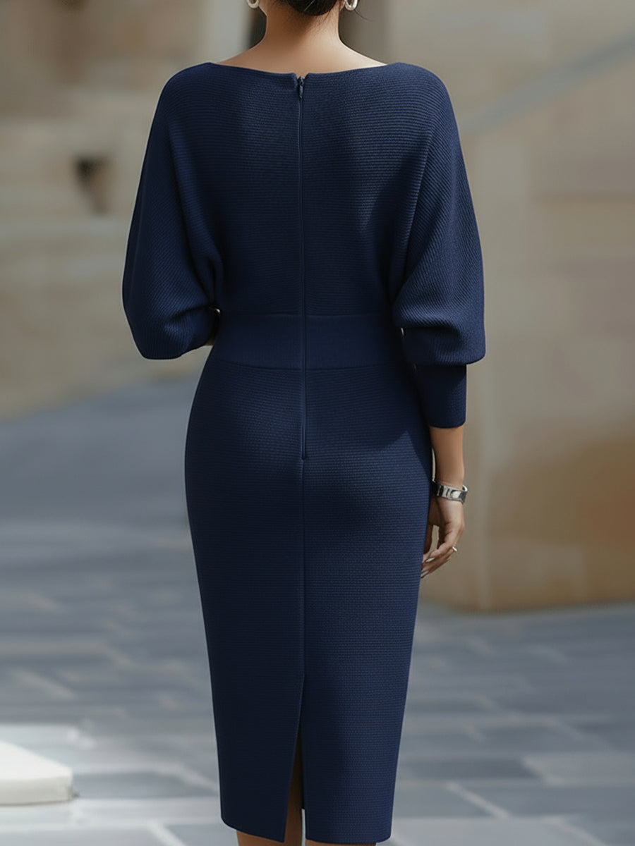 Women's Batwing Sleeve Bodycon Midi Dress