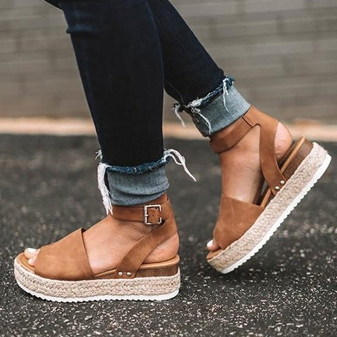 Women's Orthopedic Flatform Ankle-Strap Sandals