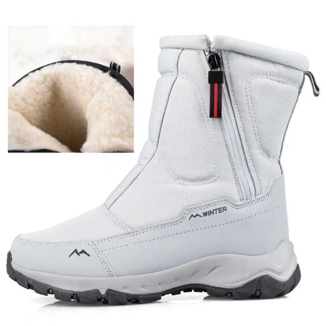 Men's Water-Repellent Mid-Calf Snow Boots - White