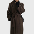 Women's Belted Wool Blend Longline Winter Coat