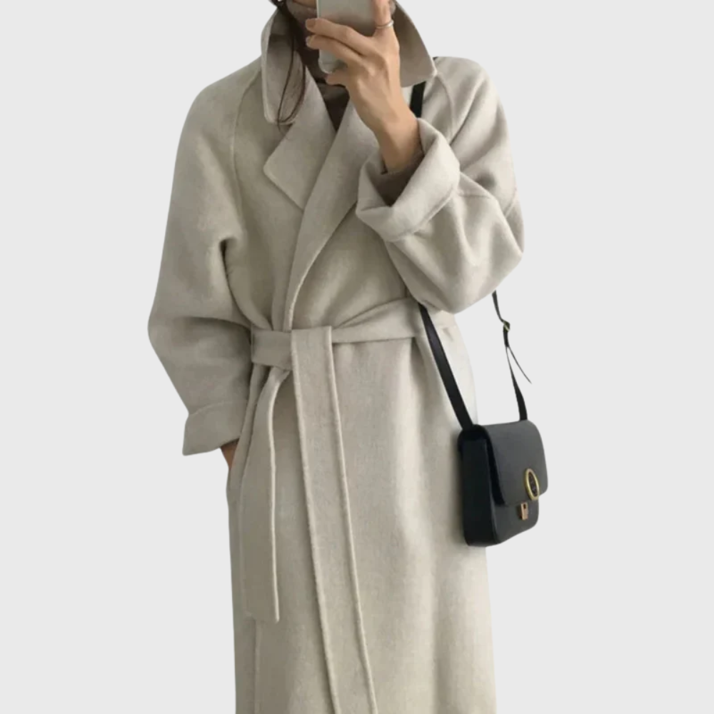 Women's Belted Wool Blend Longline Winter Coat