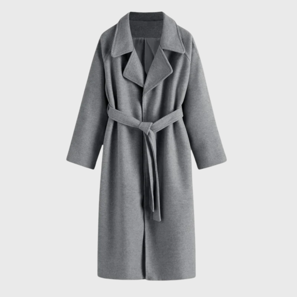 Women's Belted Wool Blend Longline Winter Coat