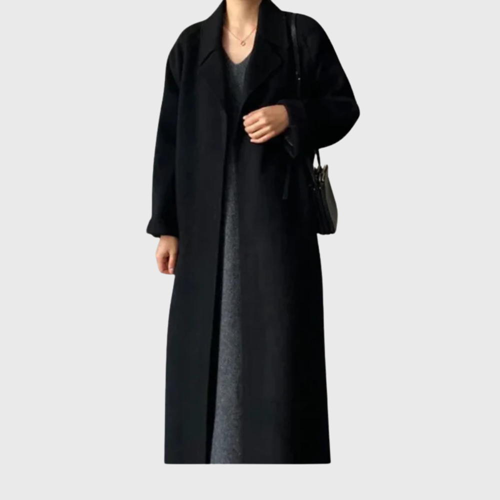 Women's Belted Wool Blend Longline Winter Coat