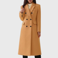 Women's Double-Breasted Wool Coat - Brown