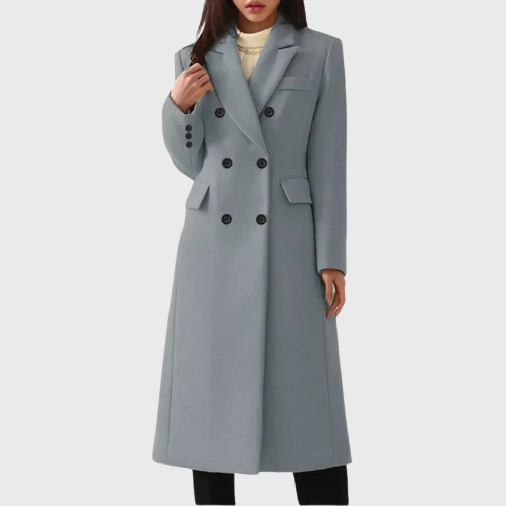 Women's Double-Breasted Wool Coat Tailored Long Coat for Winter Wear
