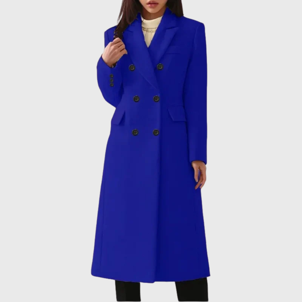 Women's Double-Breasted Wool Coat Tailored Long Coat for Winter Wear