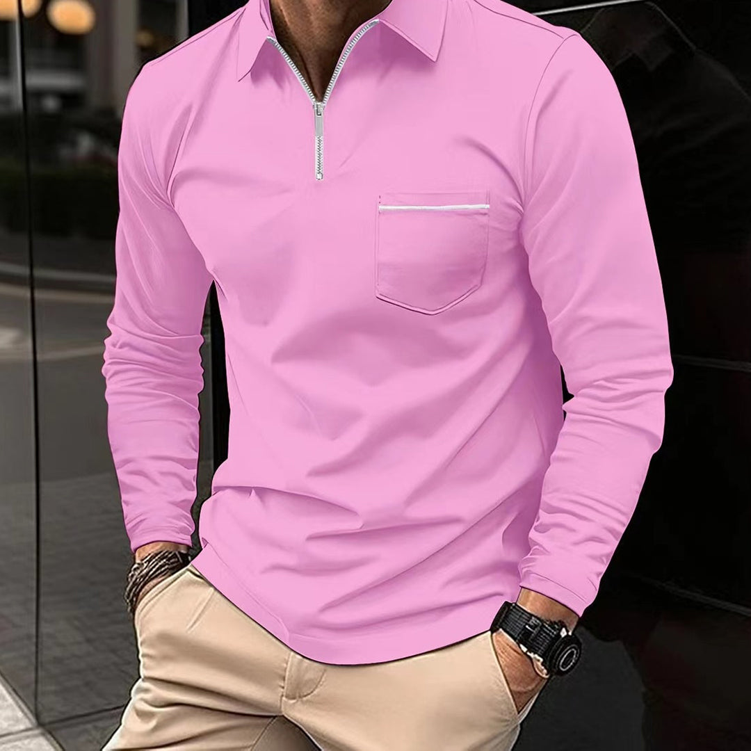 Men's Long Sleeve Cotton Blend Polo Shirt