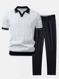 Men's Knit Polo and Trousers Set - White