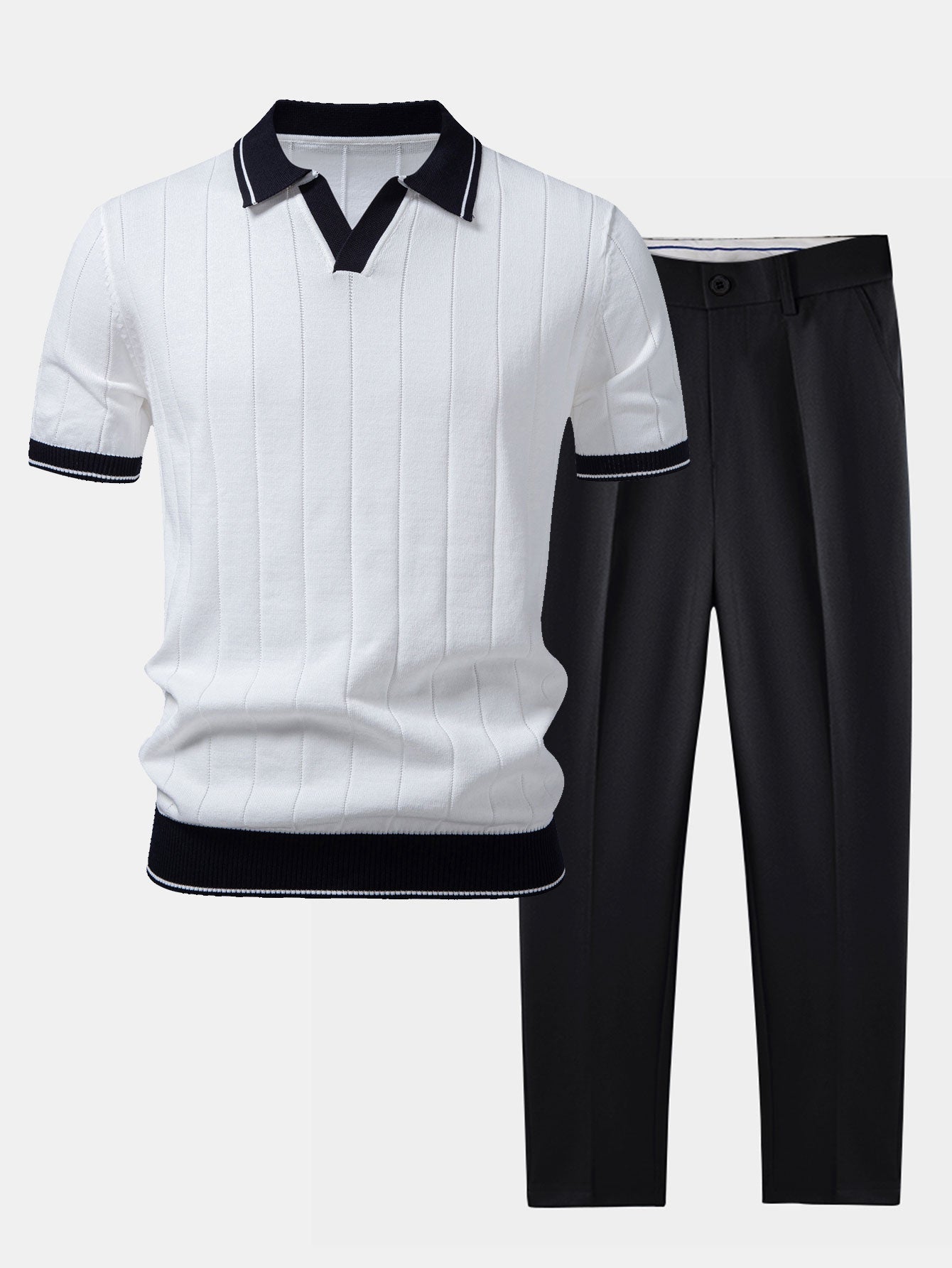 Men's Knit Polo and Trousers Set