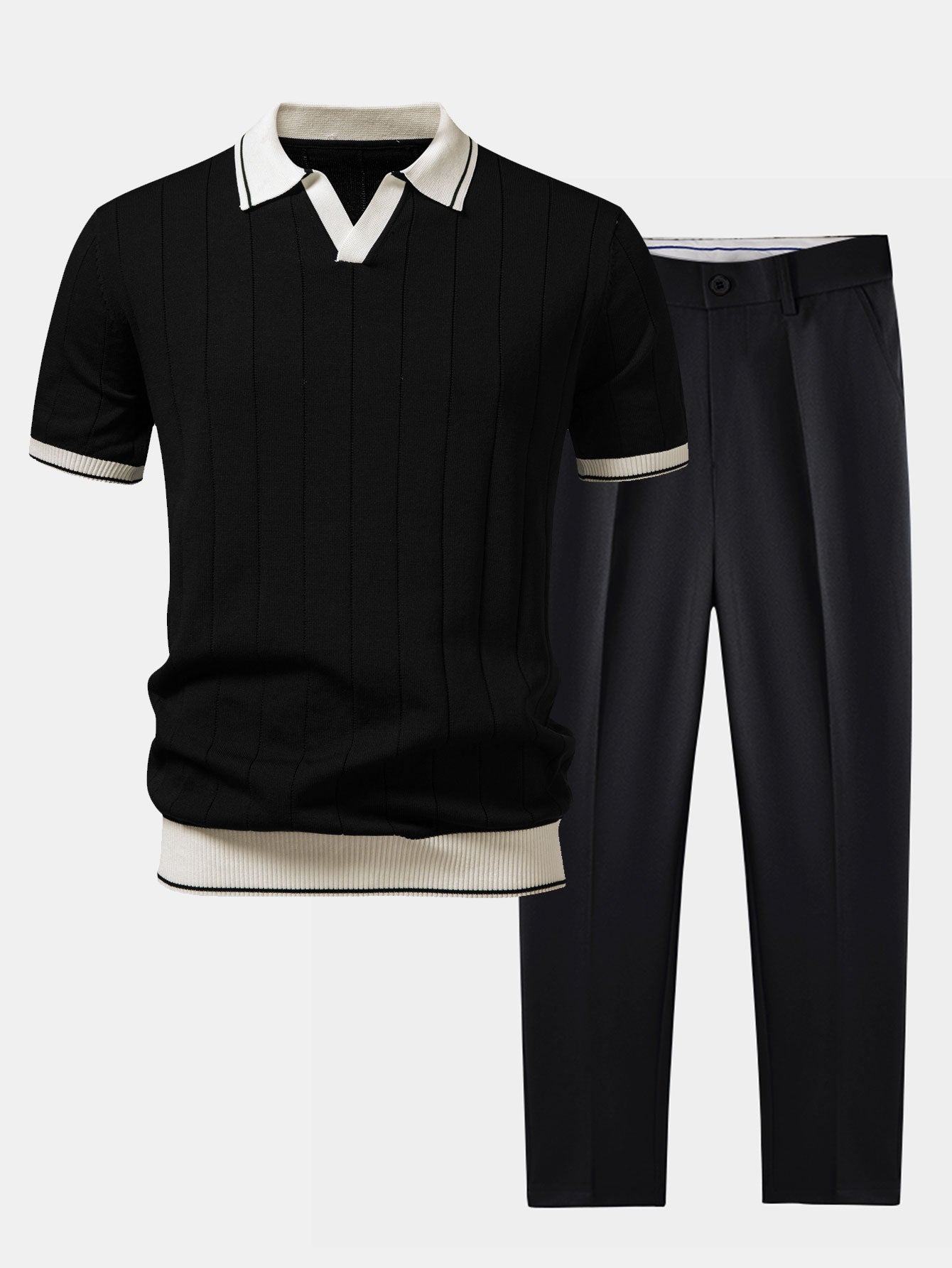 Men's Knit Polo and Trousers Set
