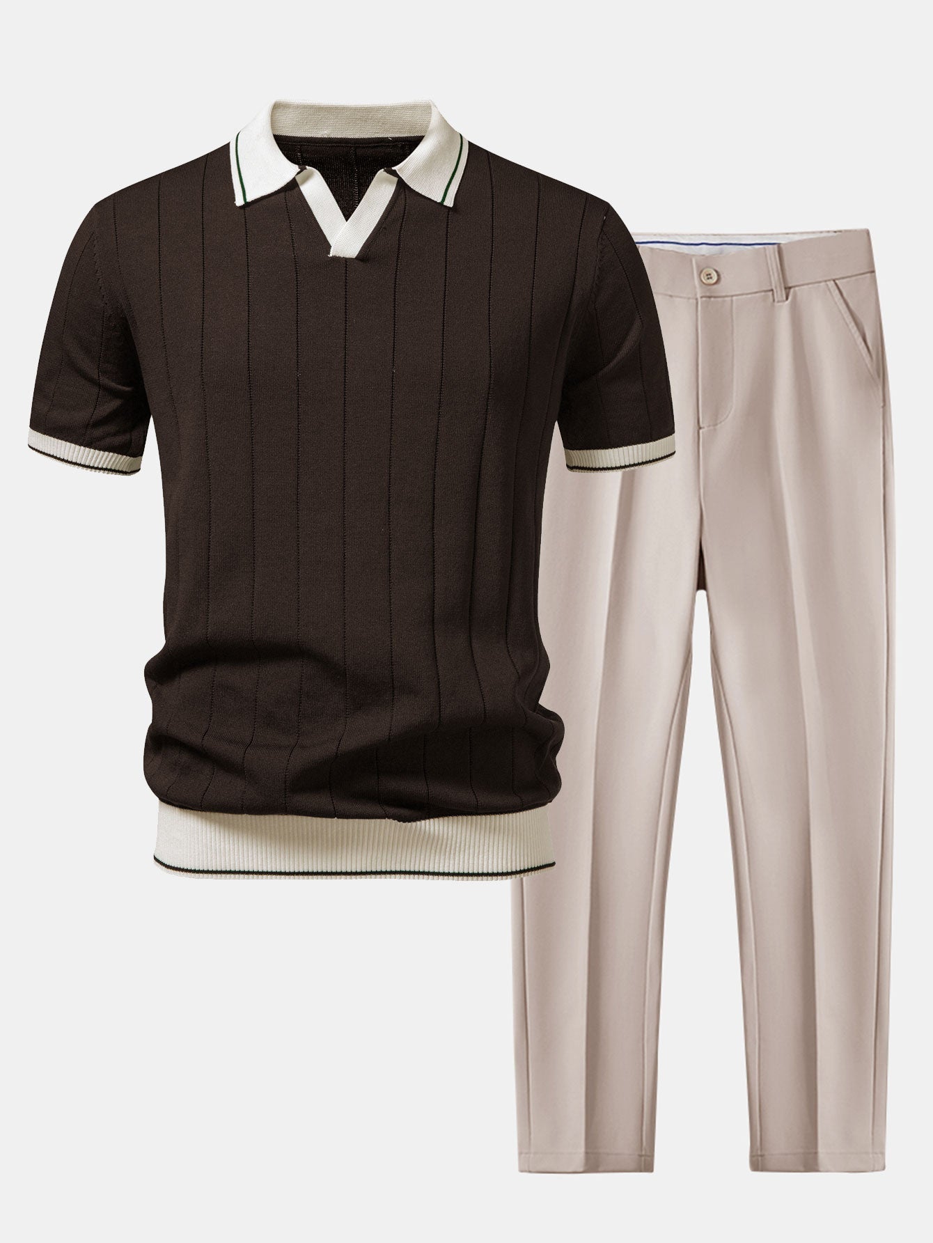 Men's Knit Polo and Trousers Set