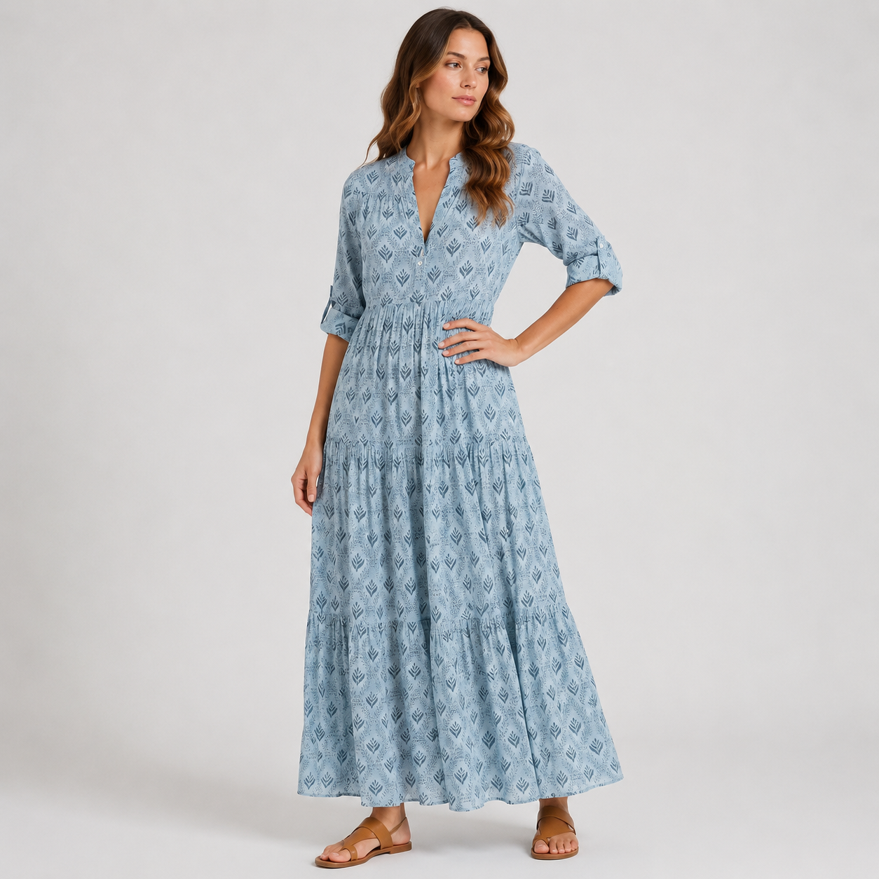 Women’s Printed Long Sleeve Maxi Dress