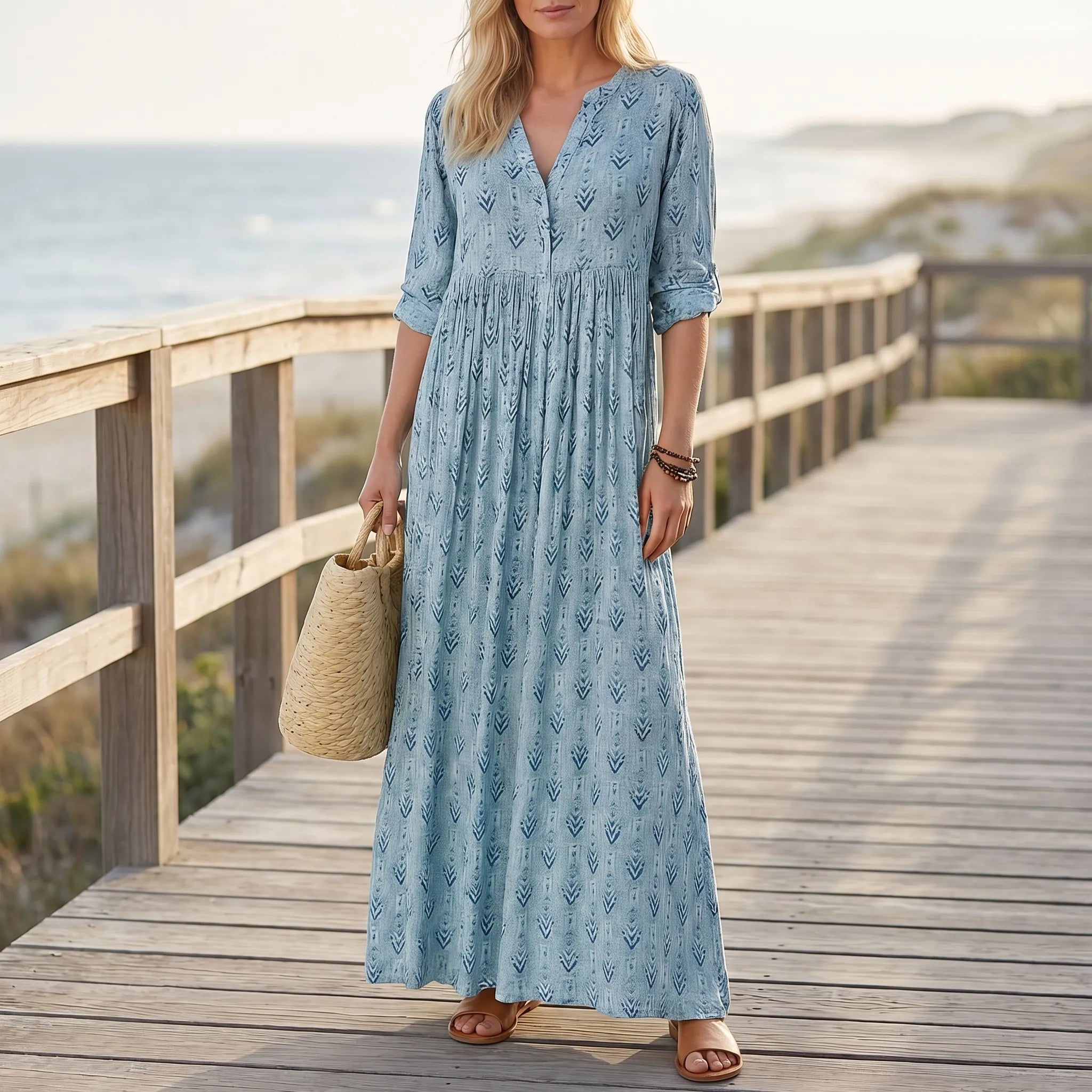 Women’s Printed Long Sleeve Maxi Dress