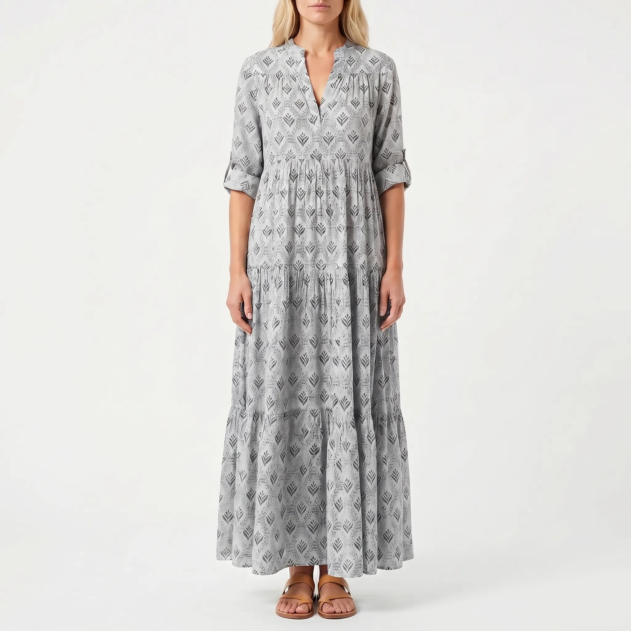 Women’s Printed Long Sleeve Maxi Dress