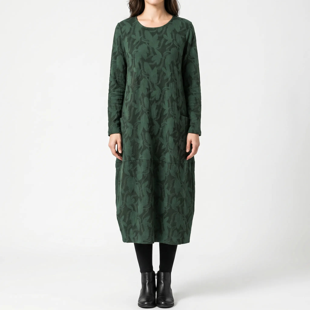 Women’s Printed Long-Sleeve Midi Dress