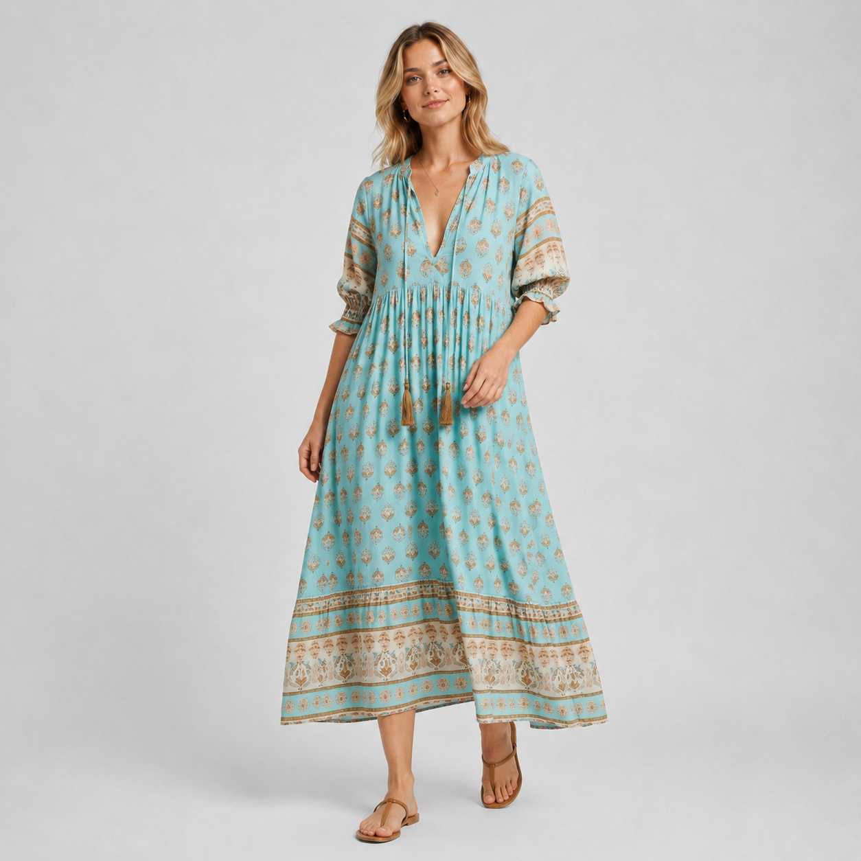 Women’s Boho Printed Midi Dress