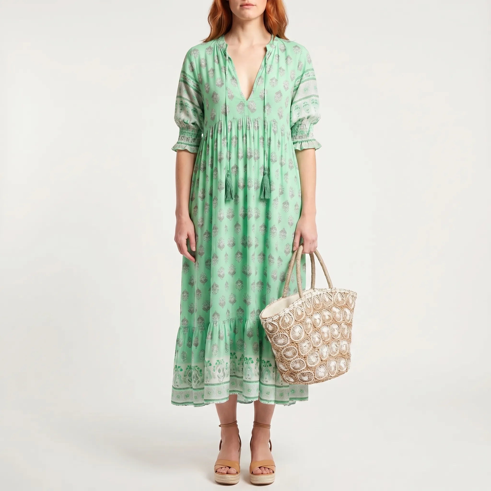 Women’s Boho Printed Midi Dress