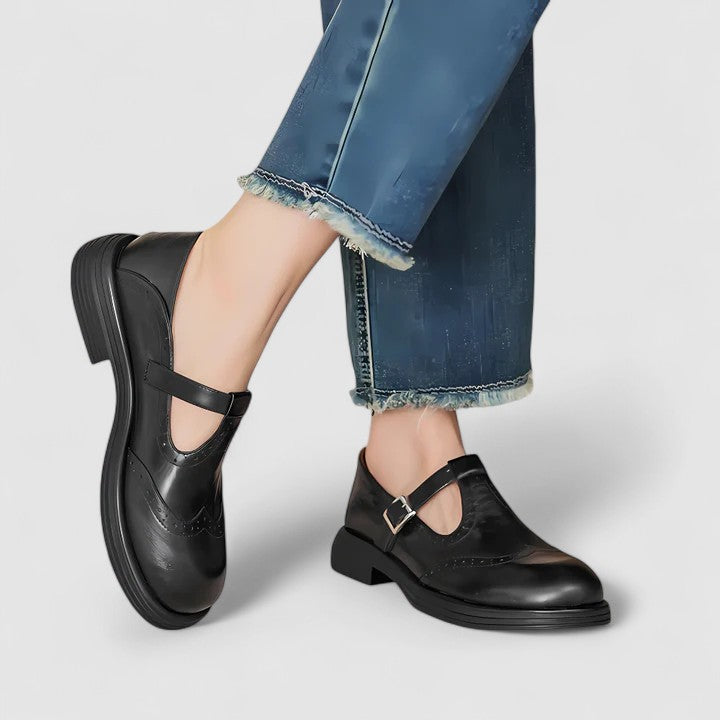 Women's Classic Mary Jane Shoes with Orthopedic Insole - Black