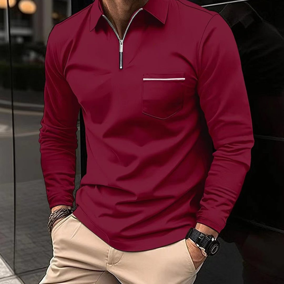 Men's Long Sleeve Cotton Blend Polo Shirt