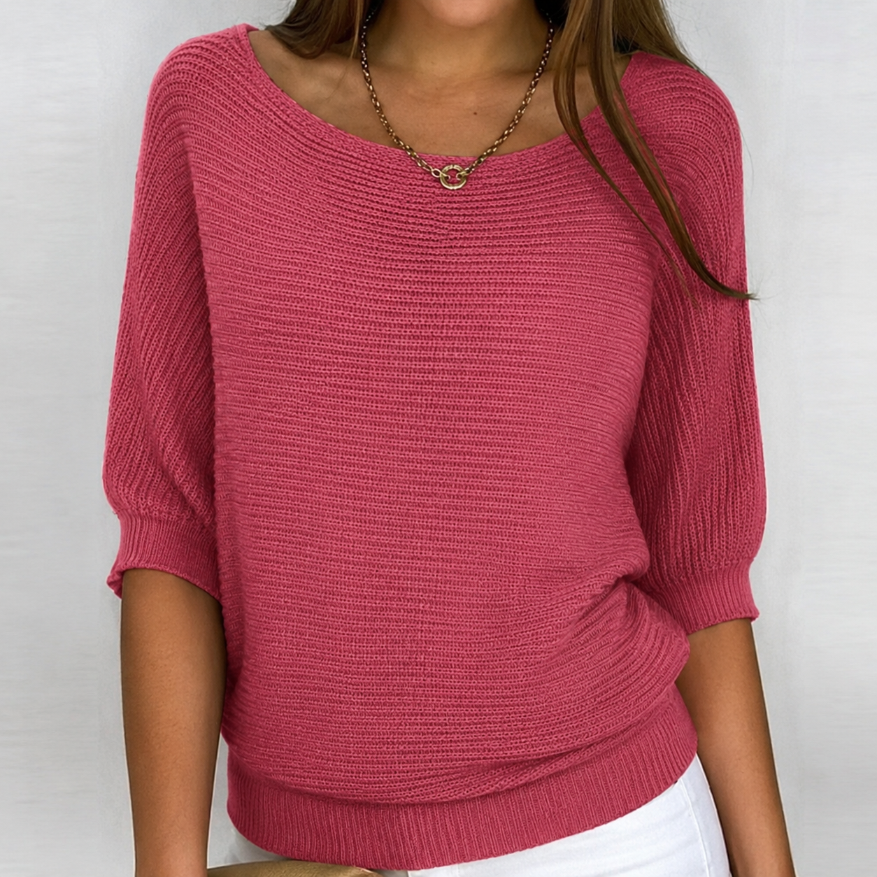 Women's Cotton-Blend Ribbed Knit Sweater