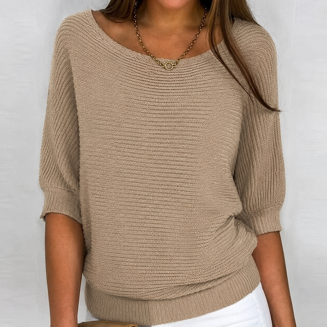 Women's Cotton-Blend Ribbed Knit Sweater
