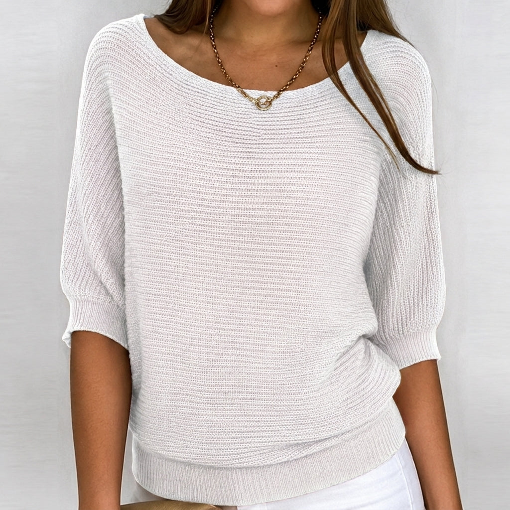 Women's Cotton-Blend Ribbed Knit Sweater