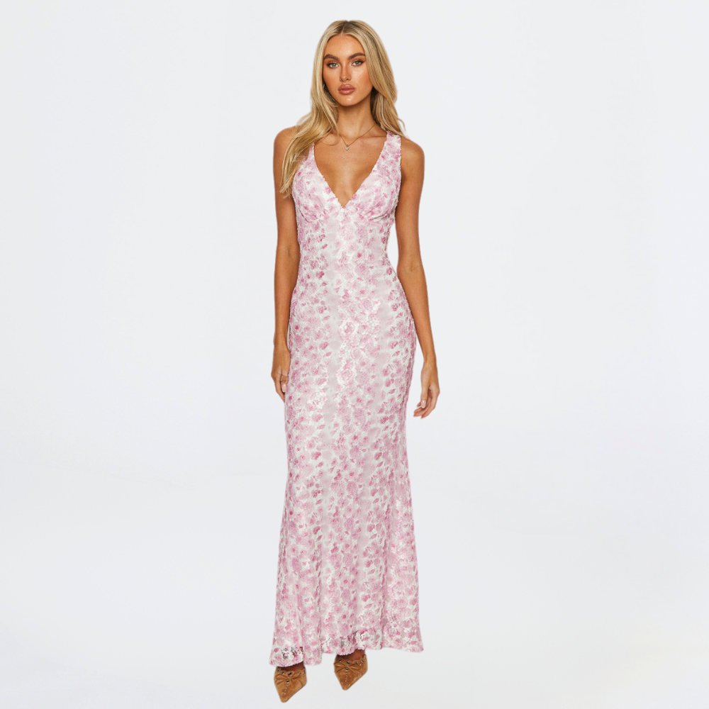 Women's Floral V-Neck Summer Maxi Dress
