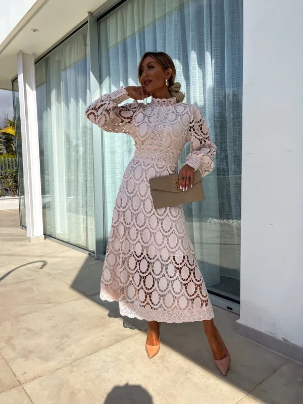 Women's Lace Long Sleeve Evening Maxi Dress