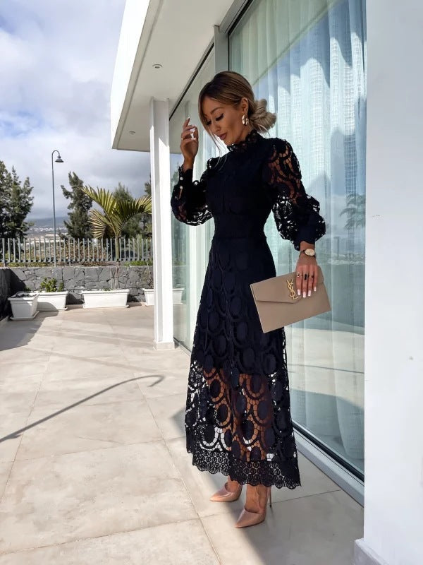 Women's Lace Long Sleeve Evening Maxi Dress