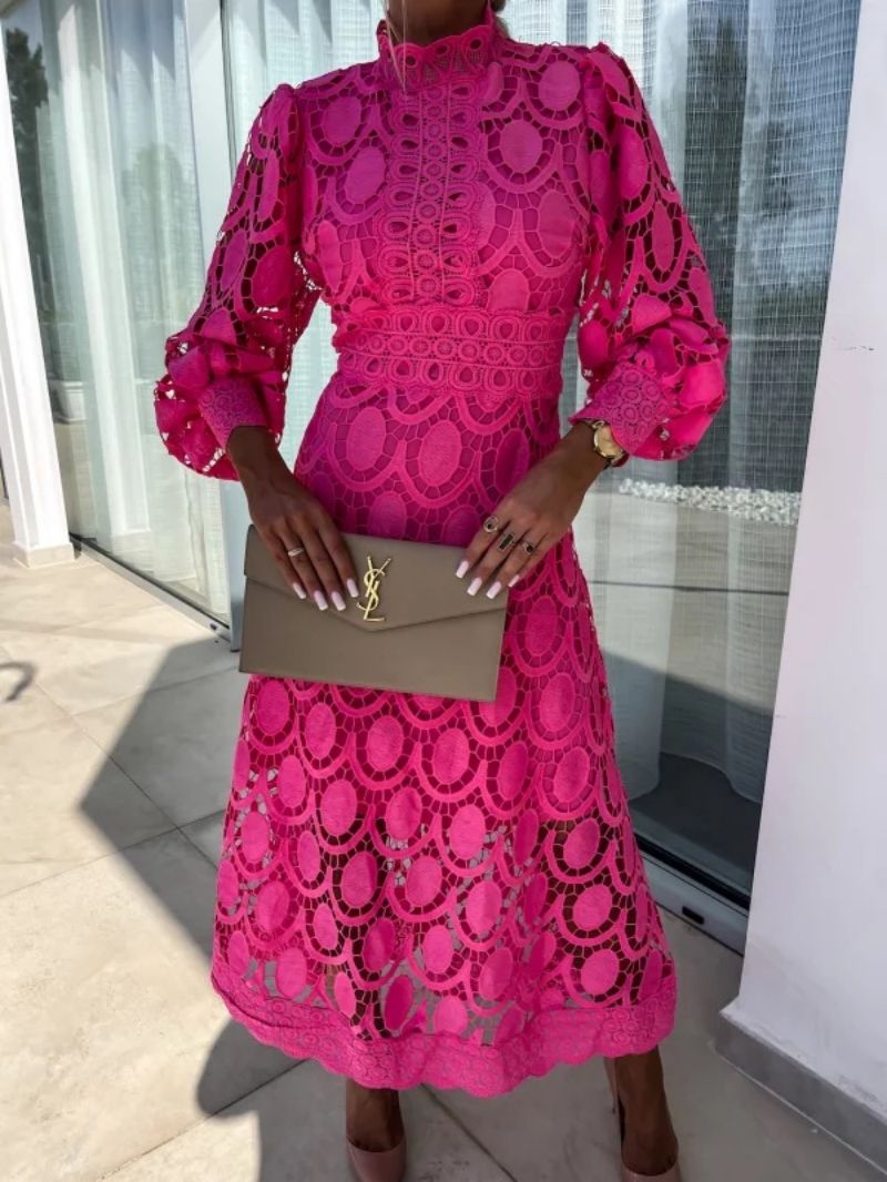 Women's Lace Long Sleeve Evening Maxi Dress