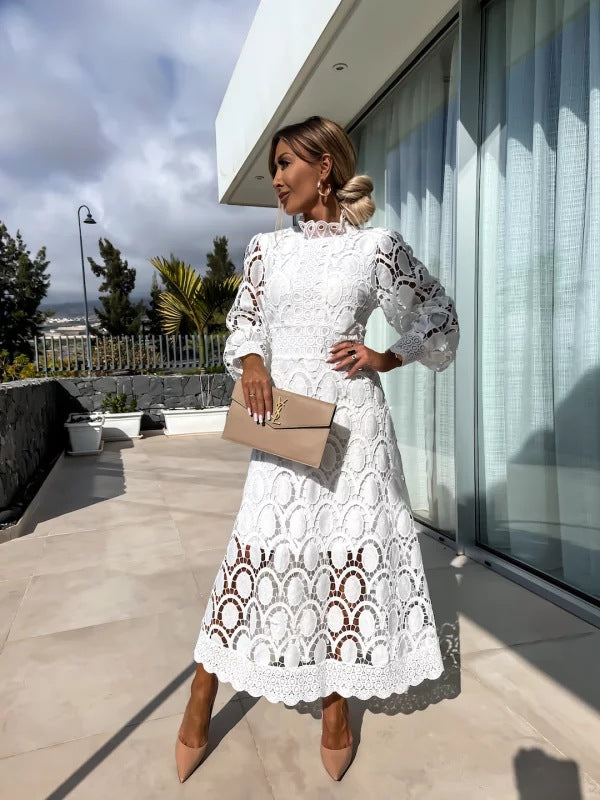 Women's Lace Long Sleeve Evening Maxi Dress