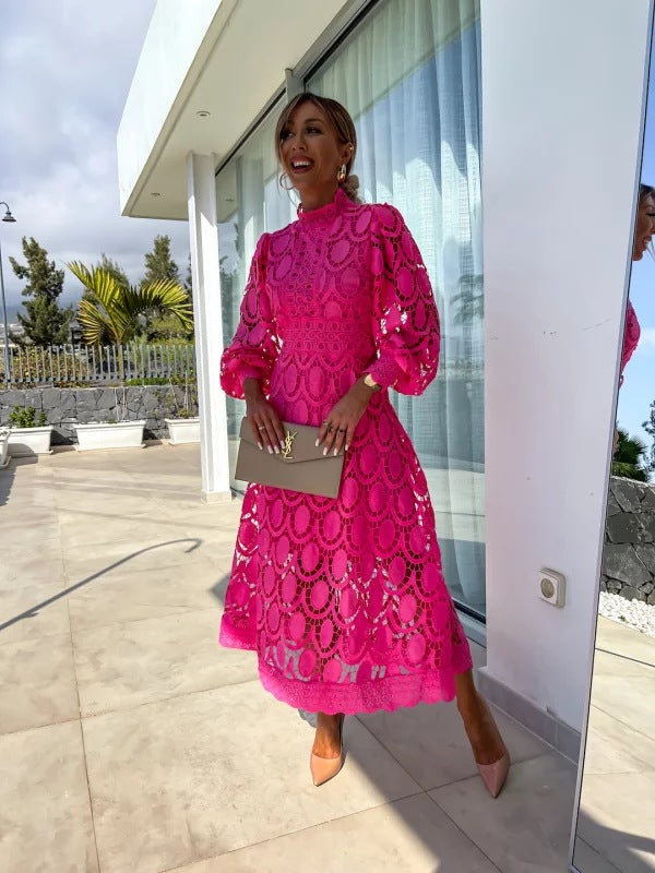 Women's Lace Long Sleeve Evening Maxi Dress