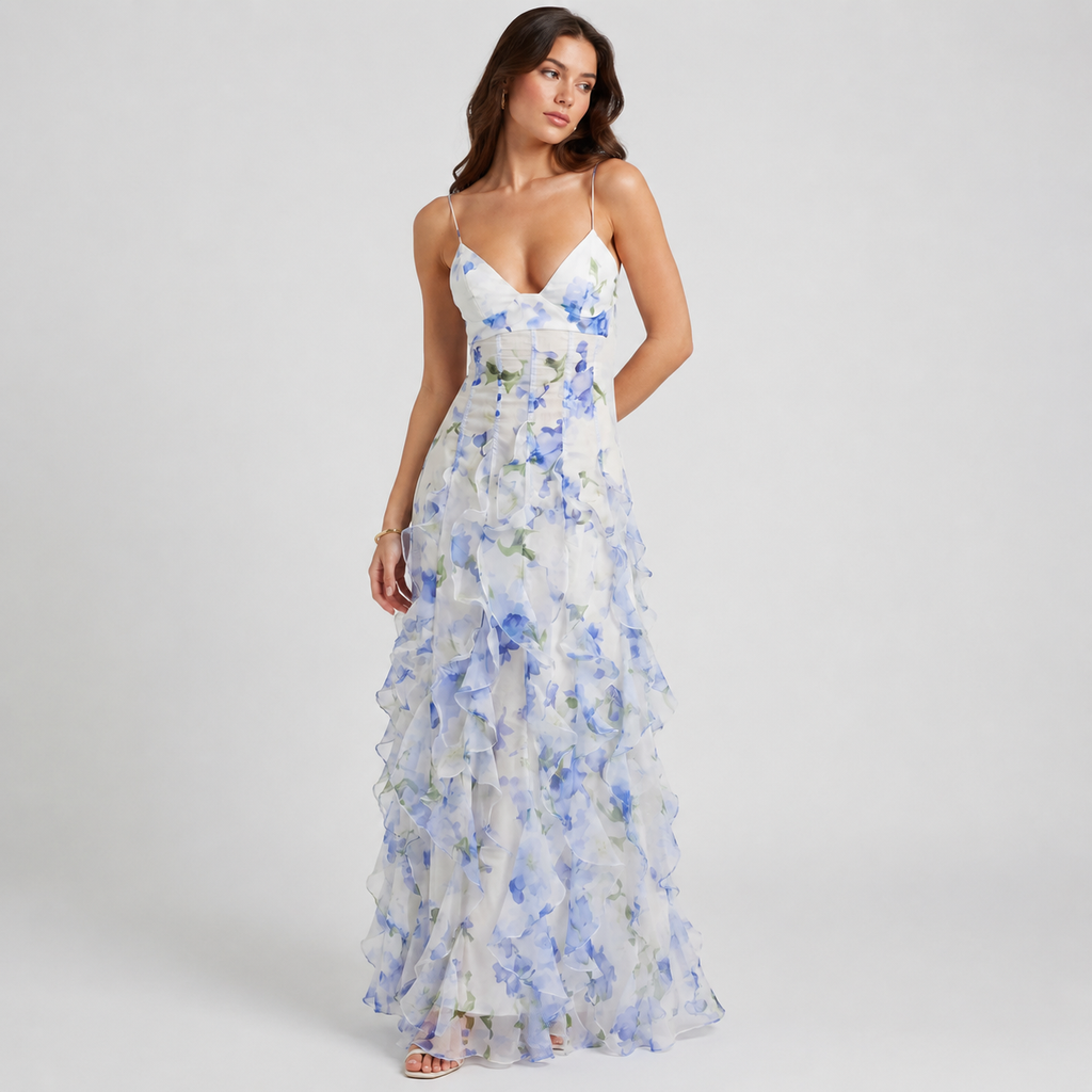 Women’s Floral Ruffle Maxi Dress