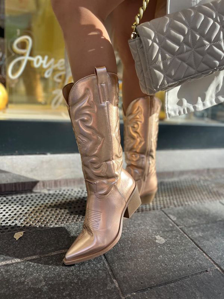 Women's Metallic Finish Western Cowboy Boots