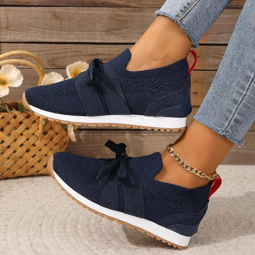 Women's Orthopedic Slip-On Sneakers with Lace Detail