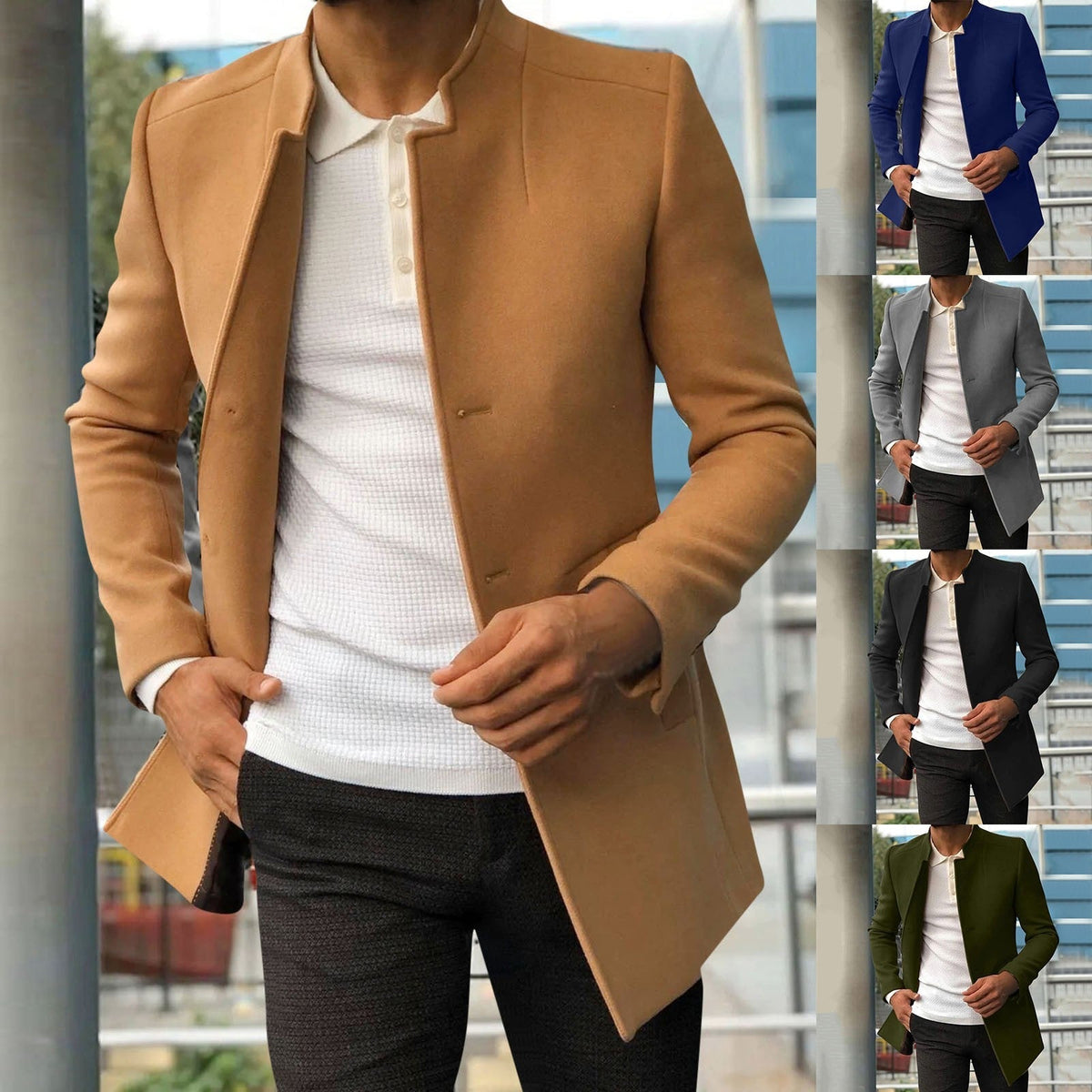 Men's Tailored Tweed Jacket with Classic Collar