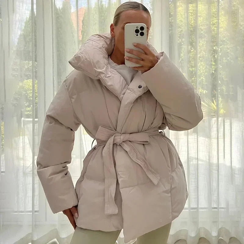 Women's Belted Puffer Jacket