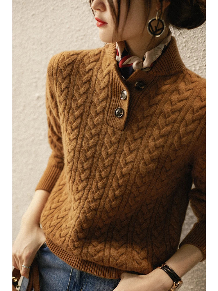 Women's Button-Up Cable Knit Sweater