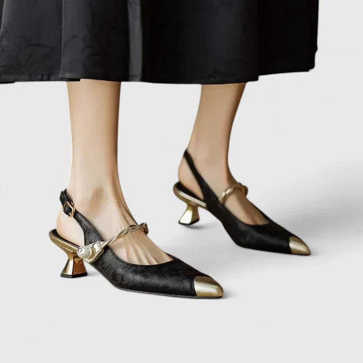 Women's Pearl Strap Orthopedic Kitten Heels